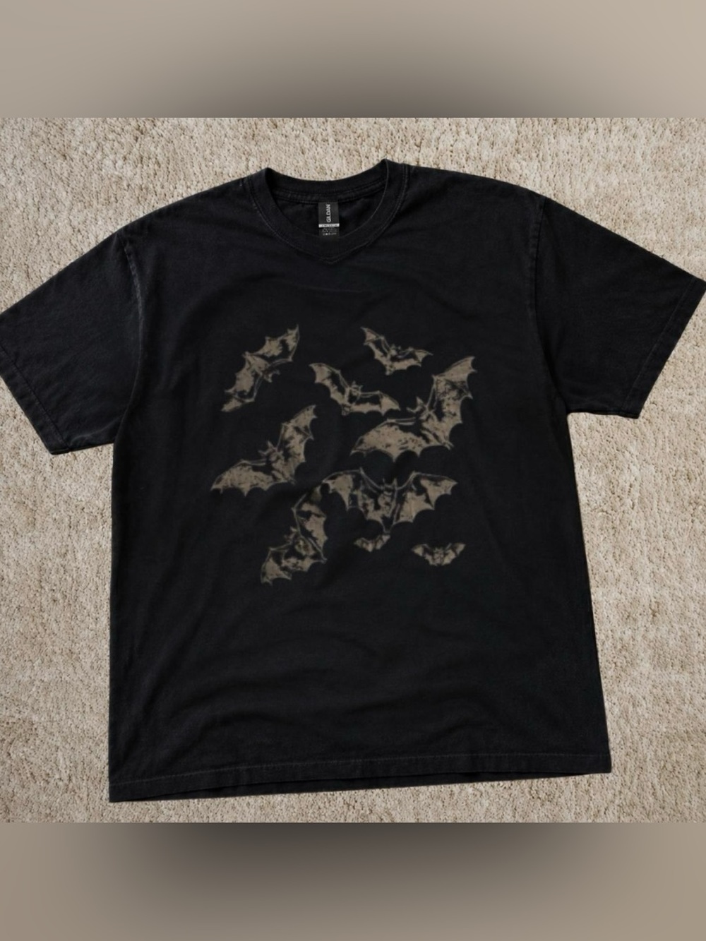 Gildan Black Tee with Brown Bat Graphic